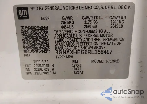 2024 Chevrolet Equinox Fwd Ls from USA, damaged, VIN 3GNAXHEG6RL158497